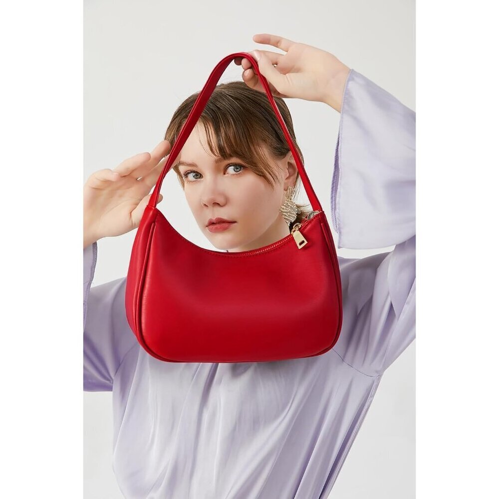 Women Red Imported Polyester Pu Leather Zipper Closure Cute Mini Tote Handbag - Picture 6 of 6